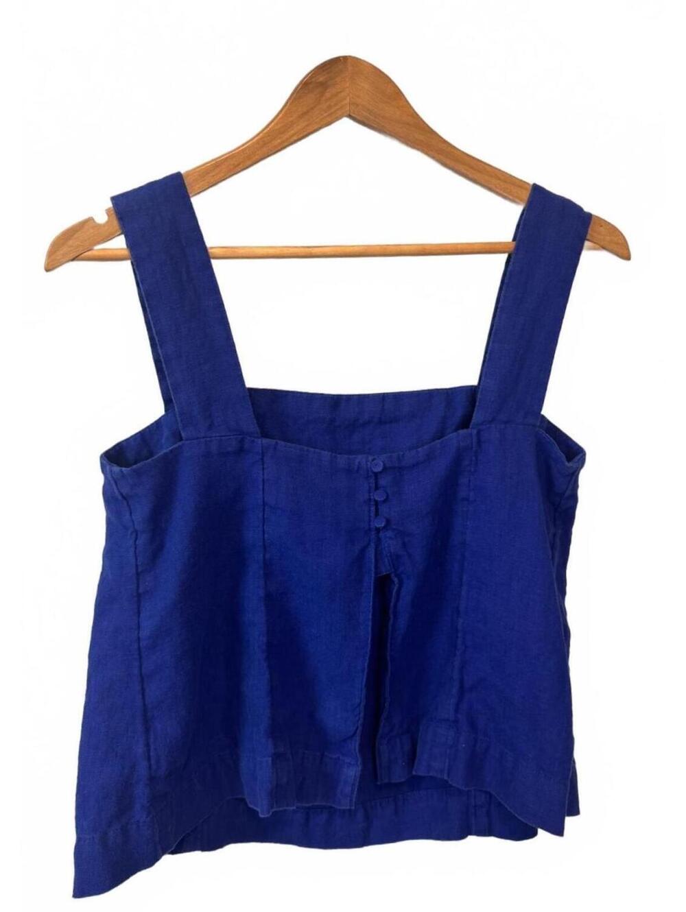 MADEWELL | Curved Neck Shell Tank 100% Linen Deep Sapphire 4th of July USA - Picture 4 of 8